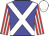 blue, white cross belts, red and white striped sleeves, white cap