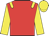 red, yellow epaulettes, yellow sleeves and cap