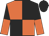 orange, black quarters, black and orange halved sleeves, black cap