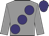 Grey, large purple spots, purple cap