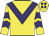 Yellow, purple chevron, chevrons on sleeves, yellow cap, purple spots