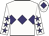 White, purple triple diamond, white sleeves, purple stars, white cap, purple diamond