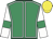 Emerald green, white seams, white sleeves, emerald green armlets, yellow cap