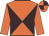 Orange and brown quartered diagonally, orange sleeves, quartered cap