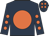 Dark blue, orange spot, dark blue sleeves, orange spots, dark blue cap, orange spots