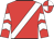 Red,white sash, red sleeves,white chevrons, quartered cap, red peak