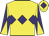 Yellow, purple triple diamond, purple and yellow diabolo on sleeves, yellow cap, purple diamond