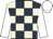 Dark blue and beige check, white sleeves and cap
