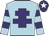 Light blue, purple cross of lorraine, hooped sleeves, purple cap, white star