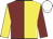 Maroon and yellow (halved), sleeves reversed, white cap