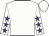 White, purple stars on sleeves