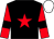 Black, red star, red sleeves, black armlets, white cap