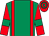 Emerald green, red braces, red sleeves, emerald green armlet, red & emerald green hooped cap