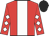 Red, white stripe, diamonds on sleeves, black cap