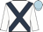 White, dark blue cross sashes, light blue cap