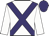 white, purple cross belts, purple cap