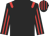 black, red epaulettes, striped sleeves and cap
