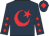 Dark blue, red crescent moon, red stars on sleeves, red diamond on cap