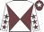 White body, garnet diabolo, white arms, garnet stars, garnet cap, white star
