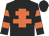black, orange cross of lorraine, hooped sleeves