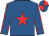 Royal blue, red star, red seams on sleeves, quartered cap