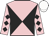 Pink and black diabolo, diamonds on sleeves, white cap
