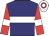 Navy blue, white hoop, armlets and cap, red hoop  and sleeves