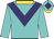 Turquoise, purple chevron, gold collar, turquoise cap, purple diamond, gold peak