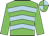 green, light blue chevrons, green sleeves, quartered cap