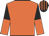 orange, black and orange halved sleeves, black cap, orange stripes