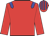 red, blue epaulets, striped cap