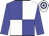blue and white quarters, blue sleeves, white cap, blue hoops
