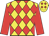 Yellow and red diamonds, red sleeves, Yellow cap, red diamonds