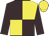 Brown and yellow (quartered), brown sleeves, yellow cap