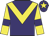 Purple, yellow chevron, yellow sleeves, purple armlets, purple cap, yellow star