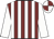 Maroon and white stripes, white sleeves, white and maroon quartered cap