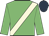 Jade green, cream sash, dark blue cap