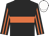 Black, orange hoop, striped sleeves, white cap