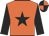 orange, black star, black sleeves, quartered cap