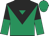emerald green, black chevron, black yoke, Black & emerald green halved sleeves, emerald green cap