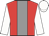 red , grey stripe, white sleeves and cap