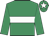 Emerald green, white hoop, emerald green sleeves, white star on cap