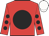 Red, black disc, black spots on sleeves, white cap