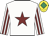 White, maroon star, striped sleeves, yellow cap, emerald green diamond