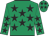 Emerald green, black stars
