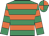 Emerald green & orange hooped, orange and  emerald green quartered cap