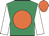 Emerald green, orange disc, white sleeves, orange cap