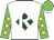 White, dark  green diamond, white r, green & gold diamonds on sleeves,  green cap, white visor