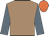 Buff, saxe blue sleeves, orange cap