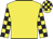 Yellow, yellow and black check sleeves and cap